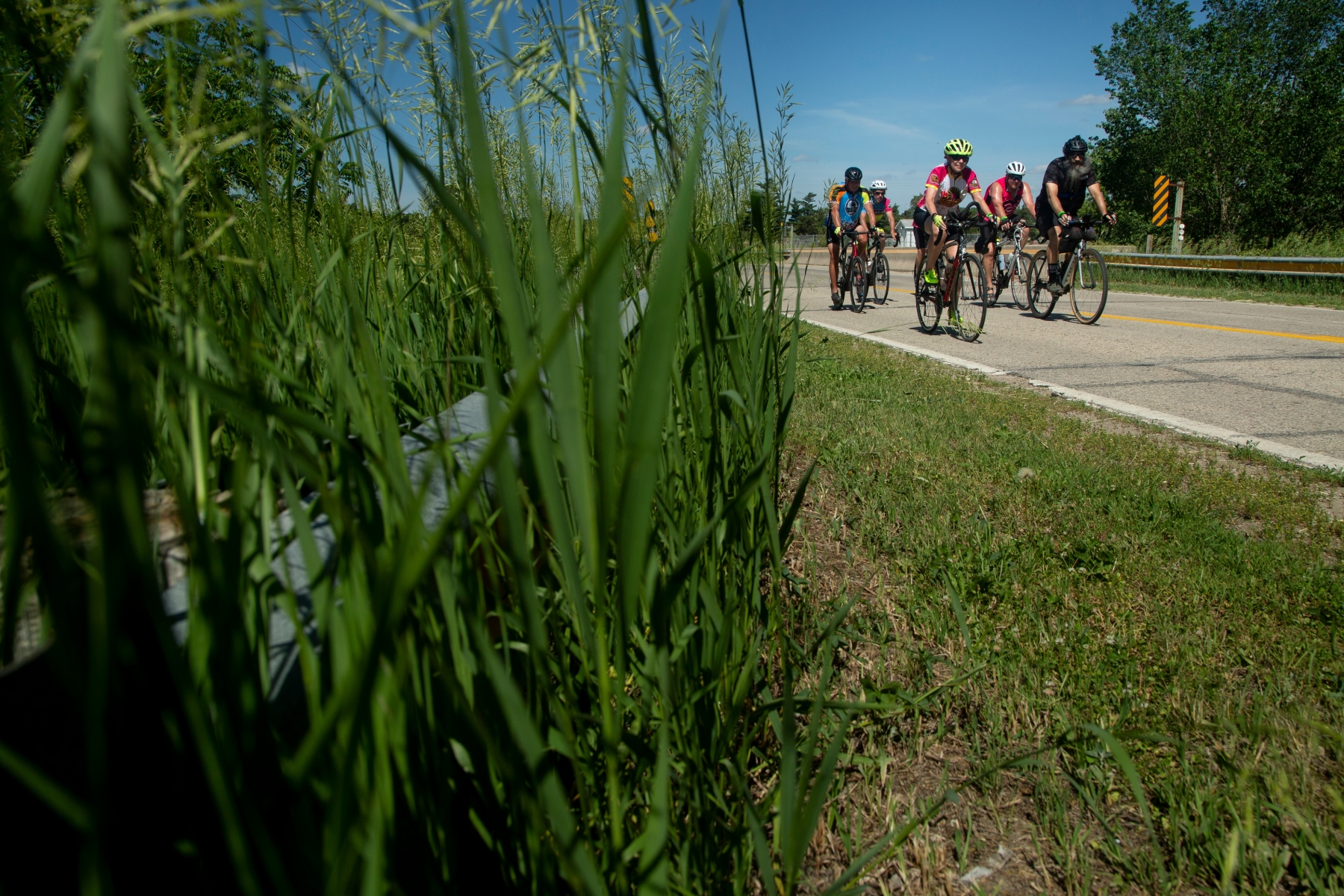 Cyclists make their way into Lake City during the RAGBRAI route inspection ride on Monday, June 7, 2021.