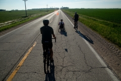 Cyclists make their way out of Sac City during the RAGBRAI route inspection ride on Monday, June 7, 2021.
