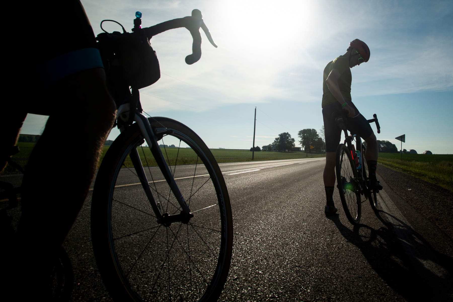 Scott Olsen, right, and Scott Sumpter, left, start on the optional gravel route from Fort Dodge to Webster City during the RAGBRAI route inspection ride on Tuesday, June 8, 2021.