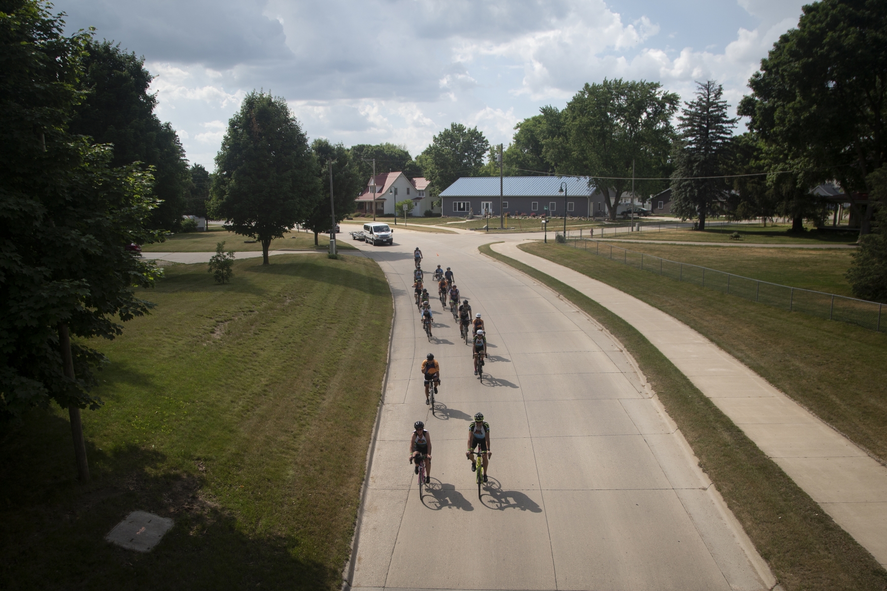 Cyclists leave Central City during the RAGBRAI route inspection ride on Thursday, June 10, 2021. Day 5 of the route brings riders from Waterloo through the meeting town of Center Point to Anamosa. Riders also have the option of doing the Karras loop, bring the days total mileage to about 110.