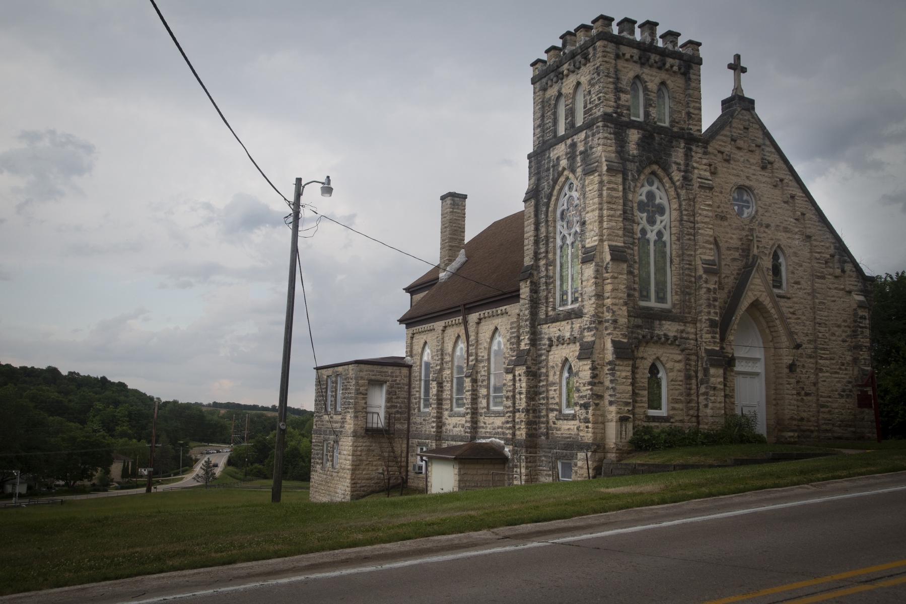 St. Joseph's Church in Stone City is seen during the RAGBRAI route inspection ride on Thursday, June 10, 2021. Day 5 of the route brings riders from Waterloo through the meeting town of Center Point to Anamosa. Riders also have the option of doing the Karras loop, bring the days total mileage to about 110.