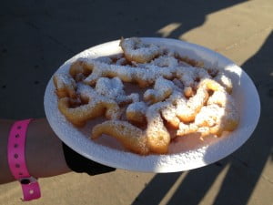 Funnel cake is one of several State Fair foods available to RAGBRAI riders.(MARY STEGMEIR / The Register) 
