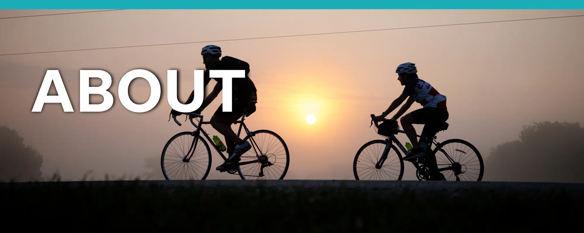 header-about-mobile About - 2 people biking at sunrise