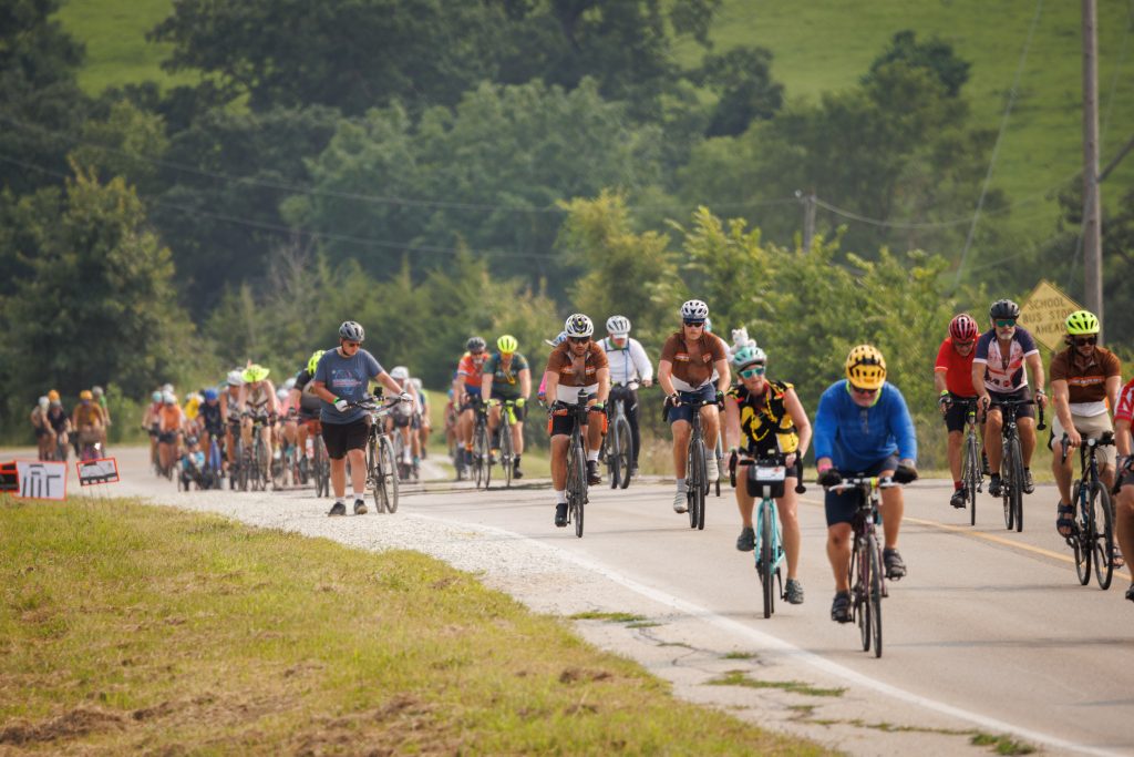 Cyclists put their RAGBRAI training to the test on a large hill on RAGBRAI LI